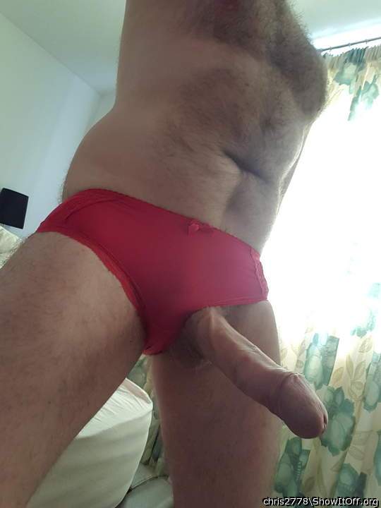 very pretty big dick in hot red panties  