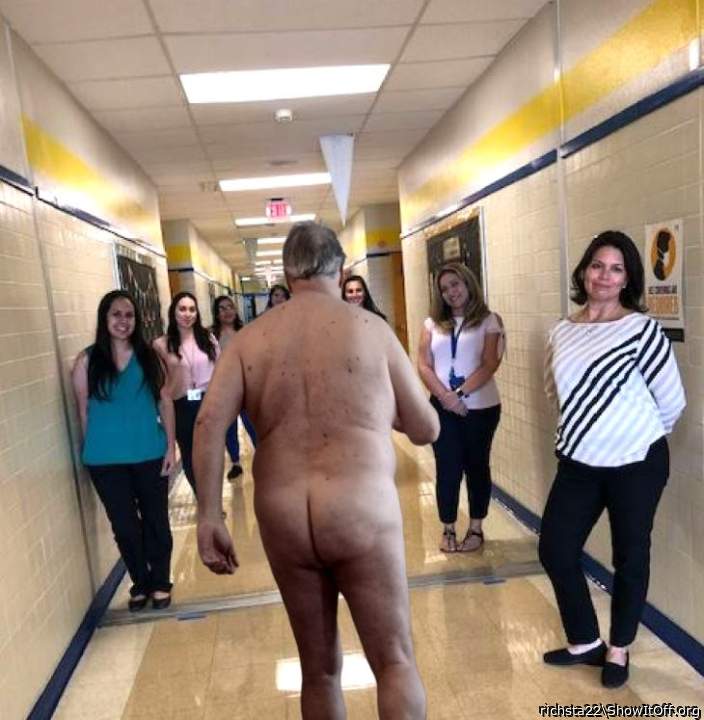 Lost bet to coworkers ... made to walk the corridors nude.
