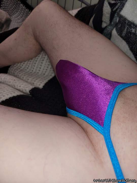 New blue trim/purple thong