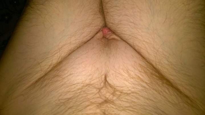 Tucked cock and balls, but with a little scrotum for clit effect