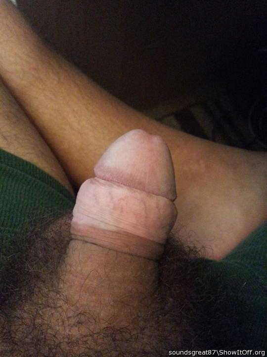 Foreskin rolled back over itself, no ring, soft