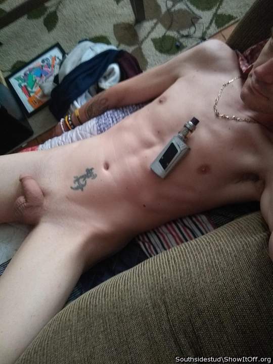 Chilling on the couch vaping in the nude