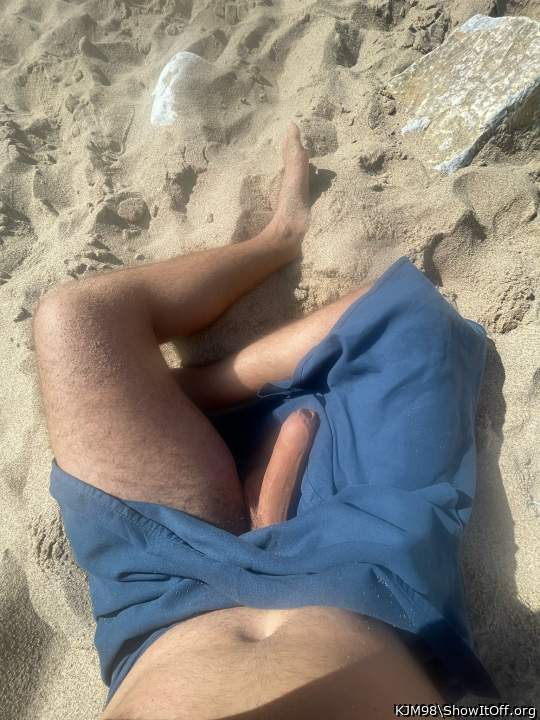 My semi-hard dick at the beach