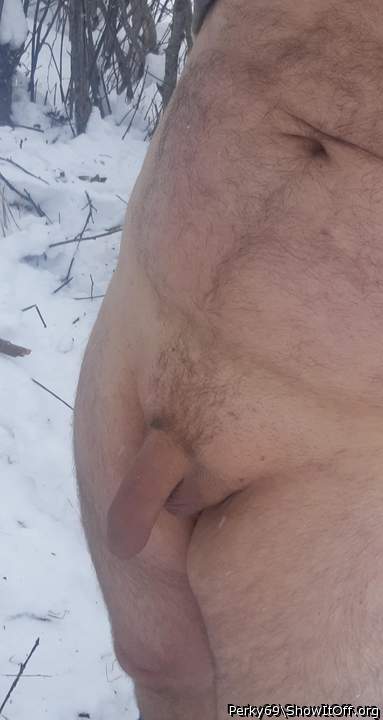 Winter naked hiking