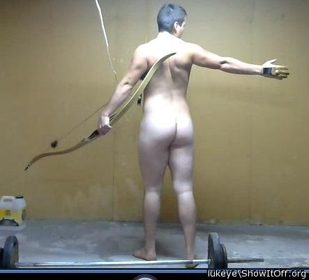 naked shooting my bow