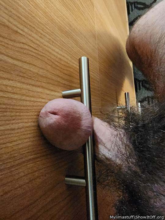 Dick in the hotel drawer handle