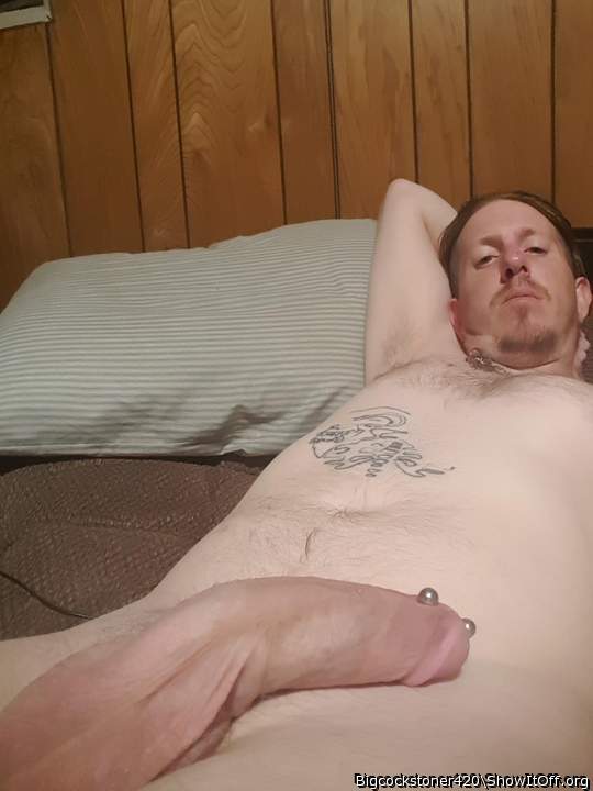 Just laying here with my soft pierced penis
