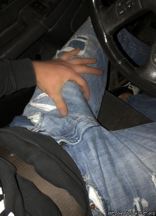 After work helping a friend move, my dick wanted to play in the car!