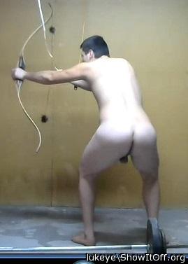 naked shooting my bow