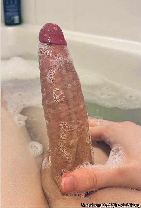 Washing my hard cock