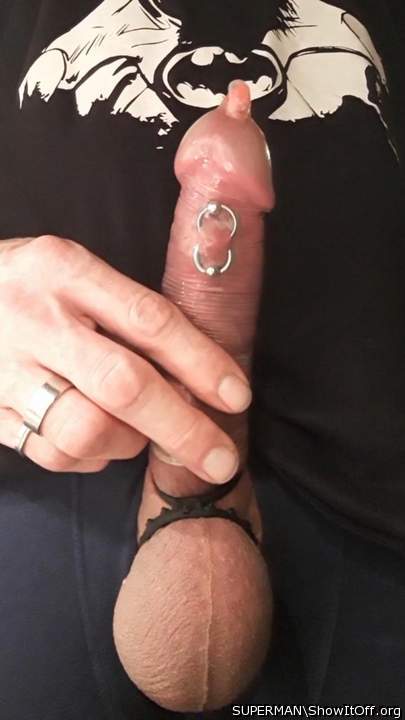 Bondaged pierced hard dick