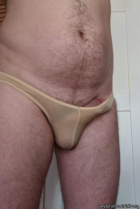 Your cock looks it your little sheer panties 