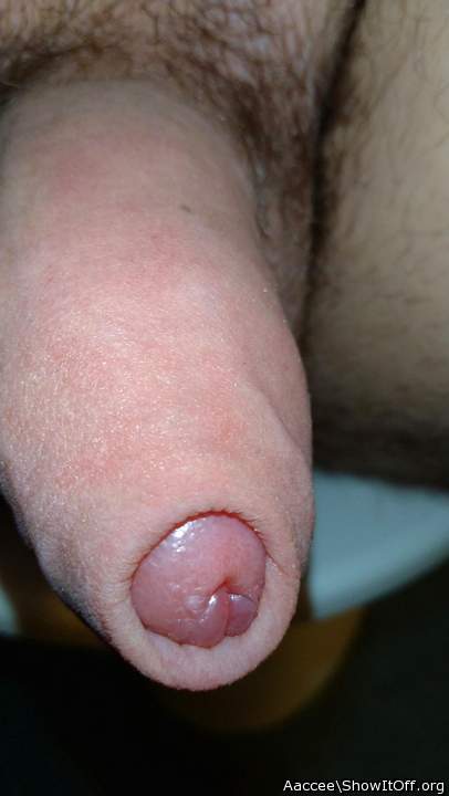 Hot close up view of uncut dick