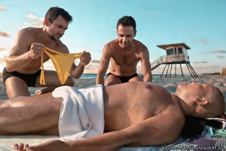 Yellow thong on beach