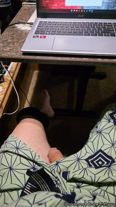 When working, peeking out...