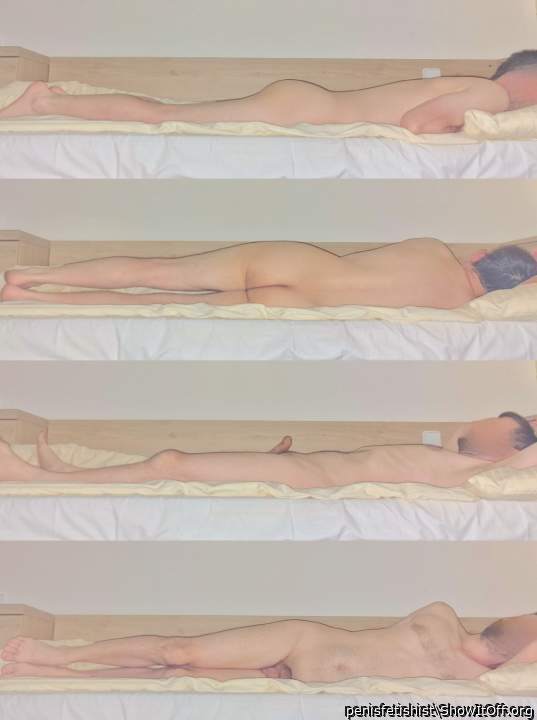 naked I lie on the bed in different positions