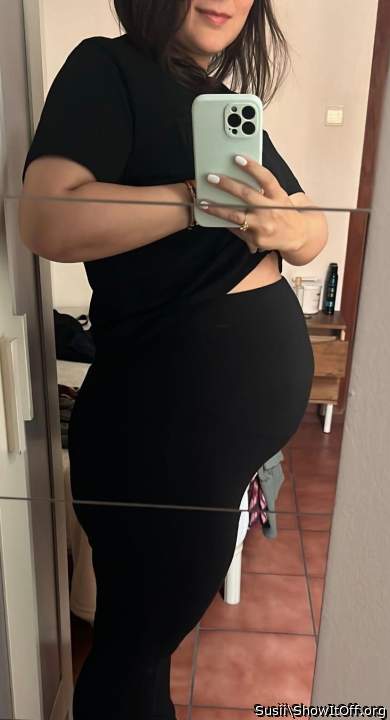 Ohhh.  Very pregnant.  Your belly is bigger than your tits. 