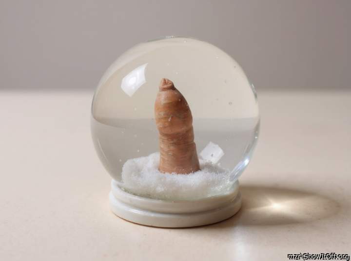 Uncircumcised cock with foreskin inside a snow globe Art