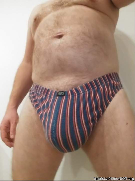Bulge in Rio briefs when I used to pump my balls..