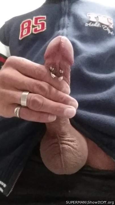 Jerking off my pierced hard cock