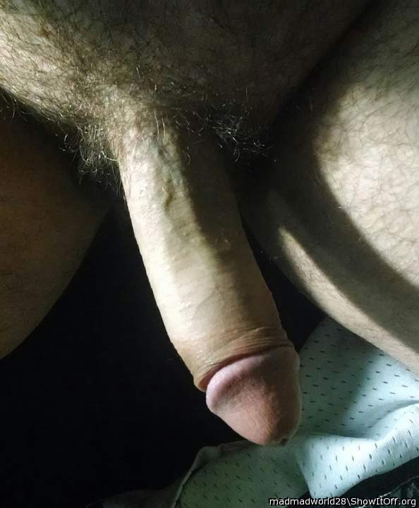 Great shot! Your stiff, hairy penis looks ready to deliver..