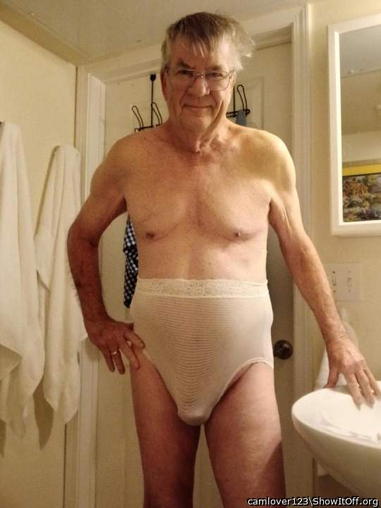 Granny panties on grandpa!