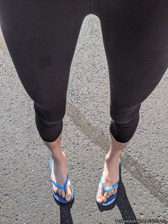 My black leggings and flip-flops