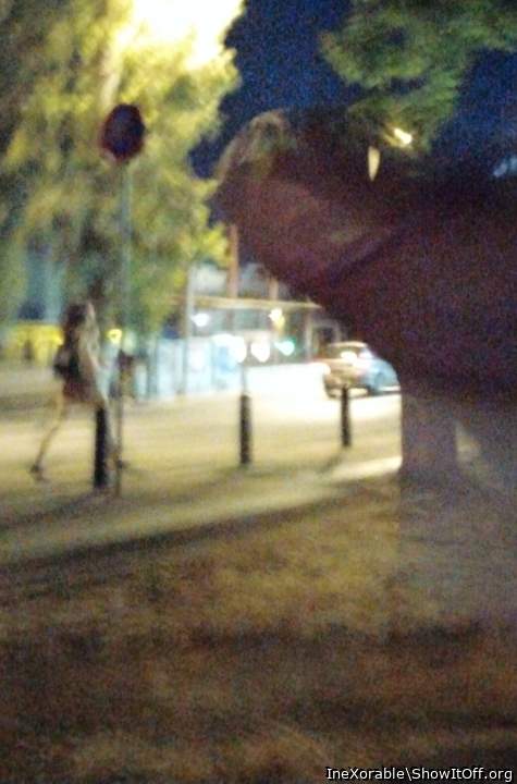 Huge cock flashing for a sexy chick with hot shorts!