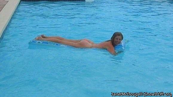 Janet McDougall naked in pool in public