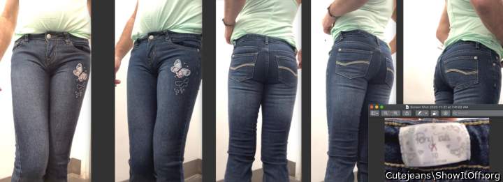 Do these jeans look girly? Can\'t believe I am able to fit into size 10 in gir