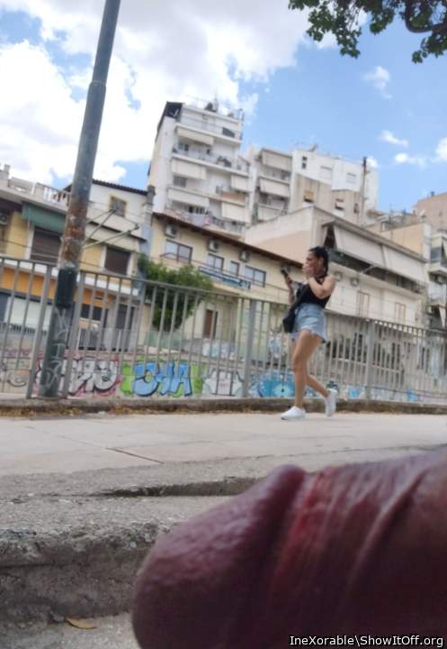 Public masturbation in front of shy girl