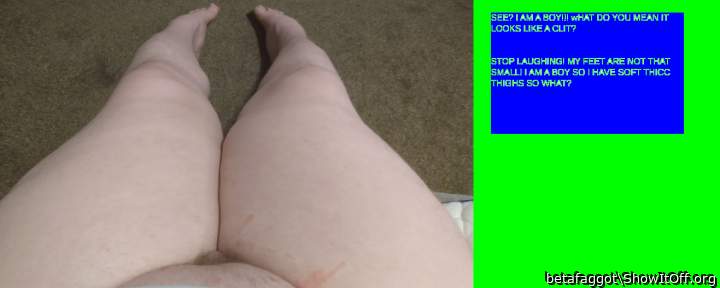 Would u lick my fat little sissy feet or my tiny clit?