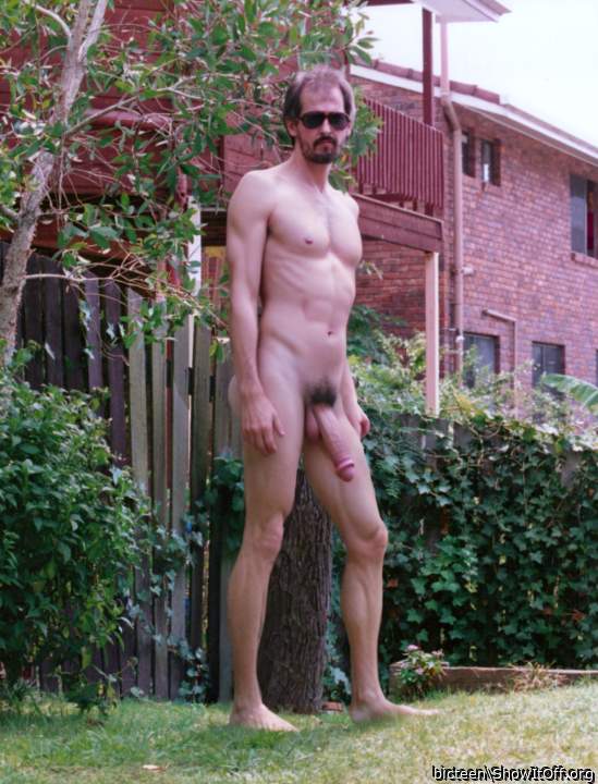 Posing after a body wax with a neighbor watching.