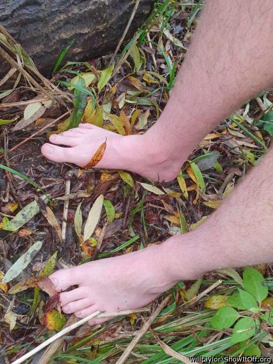 Feet out in the woods