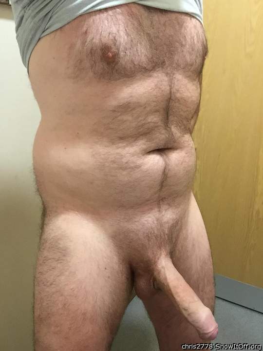 Nice big uncircumcised cock on a guy with a great hairy ches
