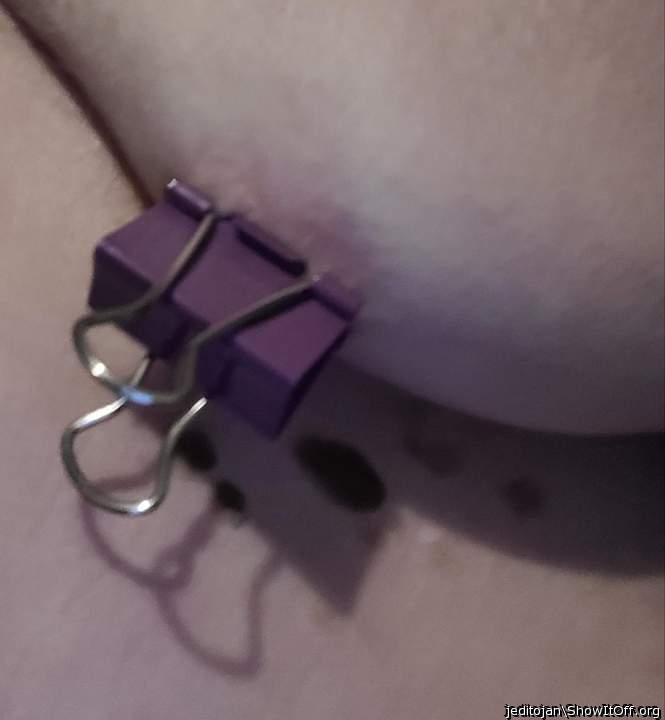 Then I used binder clamps to pinch my nipples