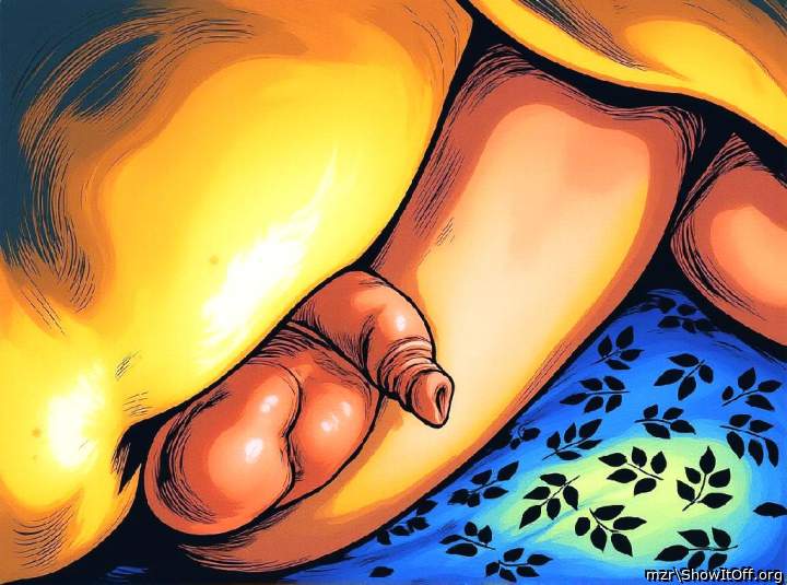 Soft uncut cock with long foreskin between the legs Art Style