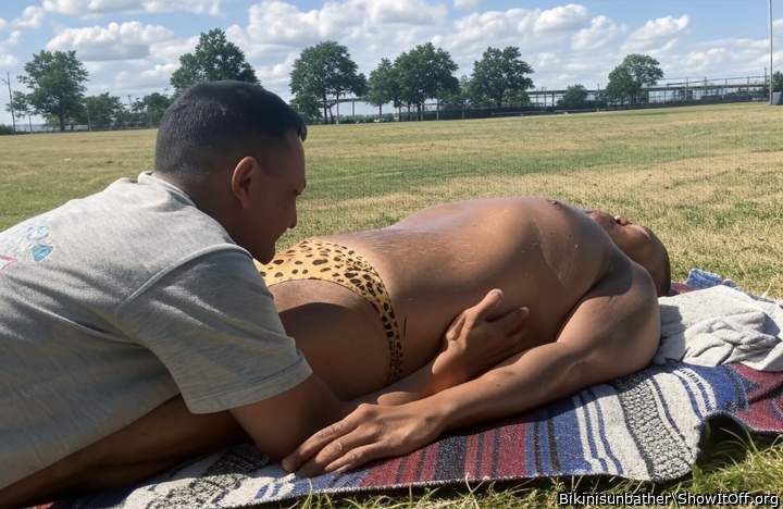 spotted bikini fondle