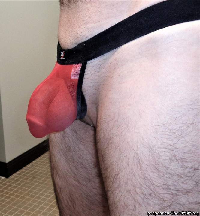 Your cock looks so hot in sheer red!