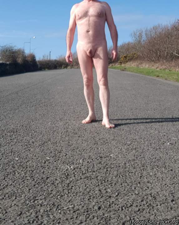 Out naked on the road