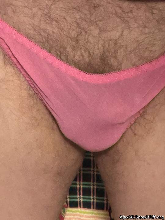 Your cock looks so very exciting in your little pink panties