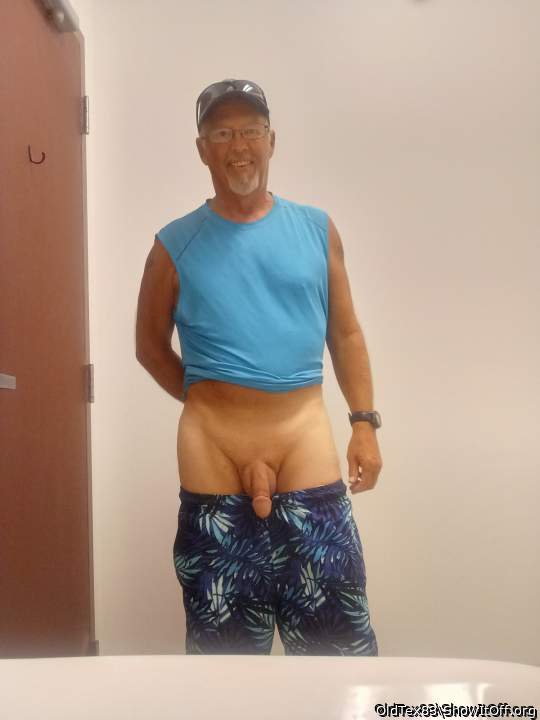 In the bathroom at the pool.