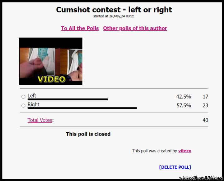 Cumshot contest right (BD) is winner - after 3 rounds result is 2:1 for BD
