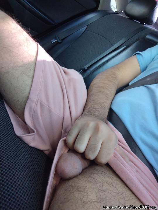 Poking out in the car