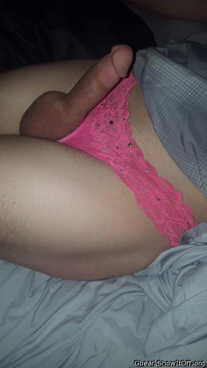 Your cock looks great in (and out) of those sexy pink pantie