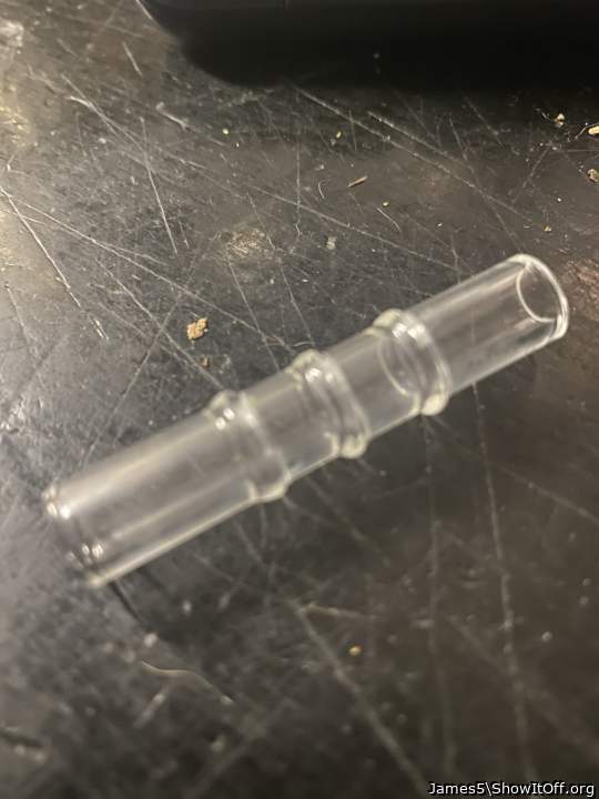 50mm long glass cum through cock plug, 10.5mm ribs, 9mm OD, 6mm ID