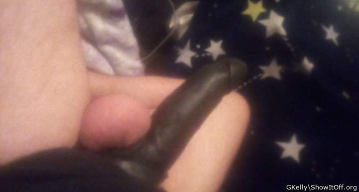 Wearing a black cock extension to see what it felt like as my cock filled it to