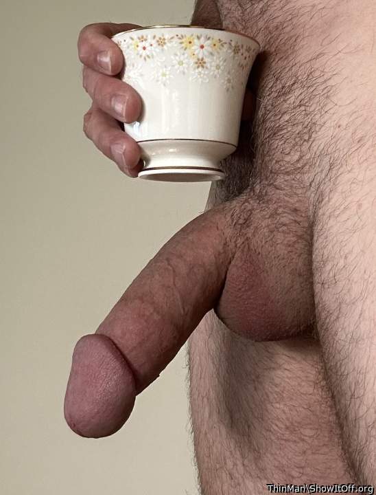 Cup of hot tea and my soft cock