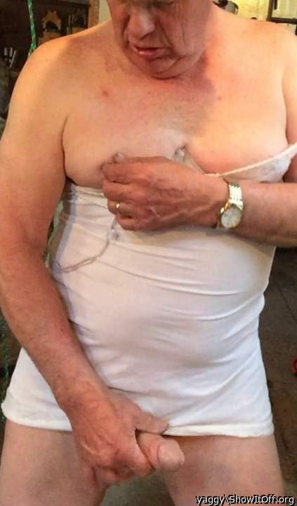 Enjoying my cock and tits