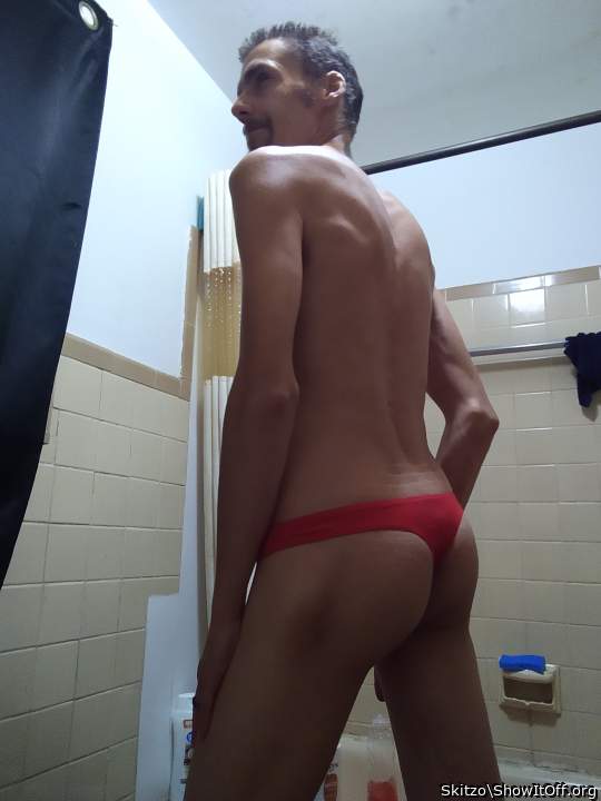 Wearing my red thong